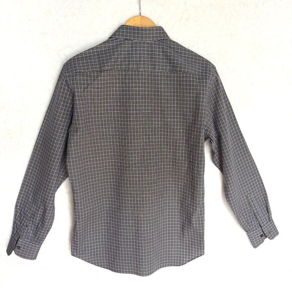 SIZE 40 ,15 3/4 Prada Mens Plaid L/S Button-Up Shirt Cotton Blend, blue olive It - Picture 7 of 11